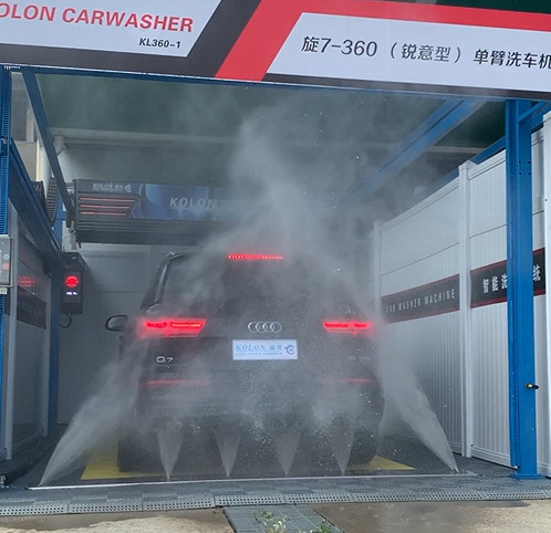 İşgücü tasarrufu Otomatik dokunmasız araba yıkama makinesi KL360-1 15kw Su pompası 12kw Hava kurutma makinesi