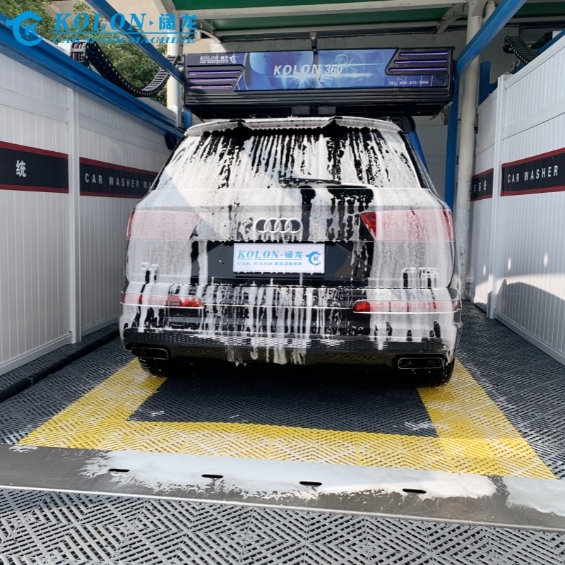 İşgücü tasarrufu Otomatik dokunmasız araba yıkama makinesi KL360-1 15kw Su pompası 12kw Hava kurutma makinesi