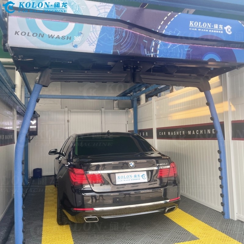 Otomatik fırçasız dokunmaz araba yıkama makinesi KL360-2 15kw Su pompası 12kw Hava kurutucu