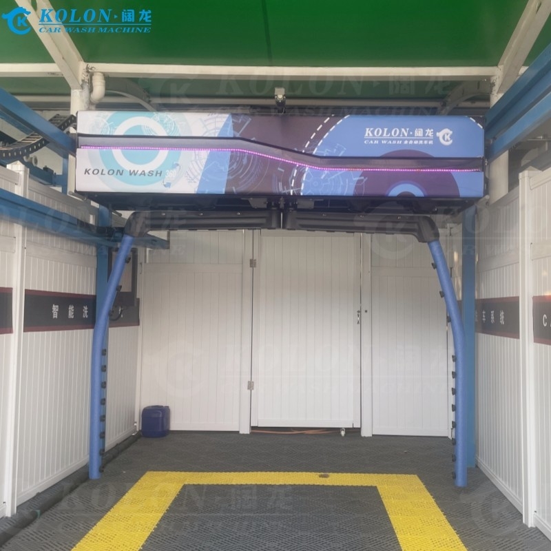 Otomatik fırçasız dokunmaz araba yıkama makinesi KL360-2 15kw Su pompası 12kw Hava kurutucu