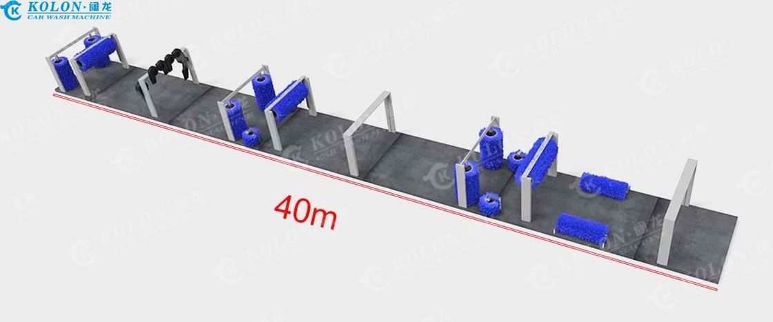 15 fırça tünel araba yıkama makinesi 15 fırça sıcak dip galvanizli çelik çerçeve ve yumuşak dokunma fırçaları uzun süreli uzunluk 40000mm